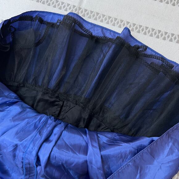 Vintage Jessica McClintock Gunne Sax Black Velvet Blue Prom Cocktail Party Dress - Picture 10 of 10